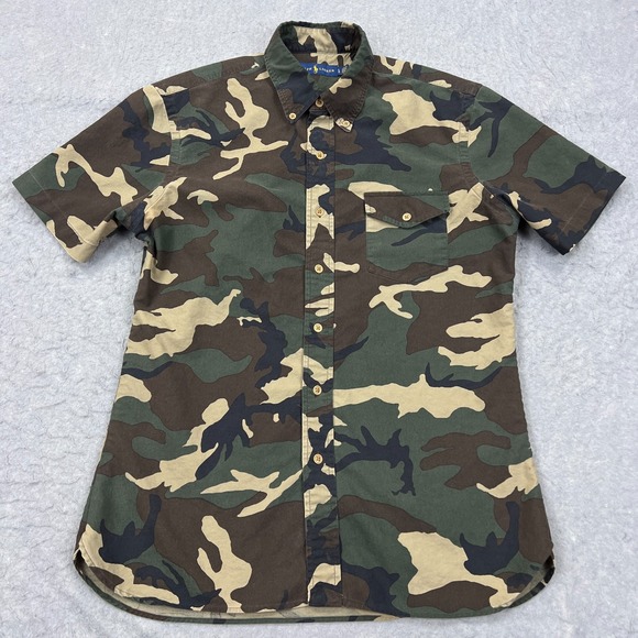 Ralph Lauren Shirt Men's Large Camouflage Multi Pocket Short Sleeve Button Up - Picture 3 of 8